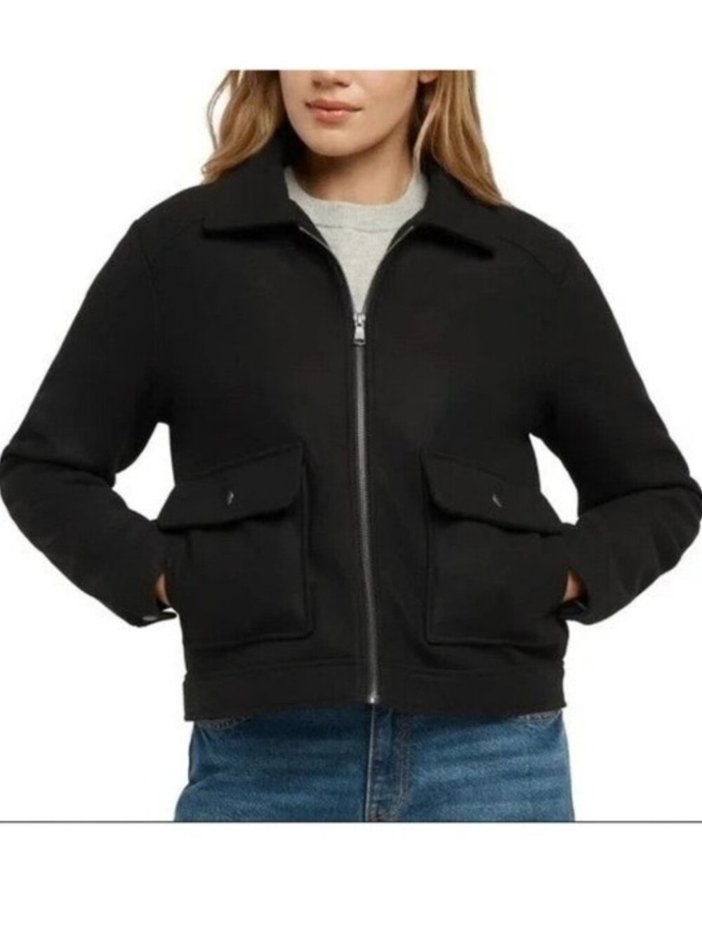 Banana Republic Large Black Zip-Front Women's Jacket